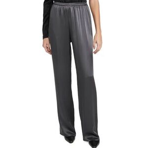 LaPointe satin elastic waist pants in charcoal